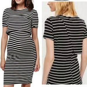 TopShop Maternity Black White Stripe Layered Nursing Dress 4